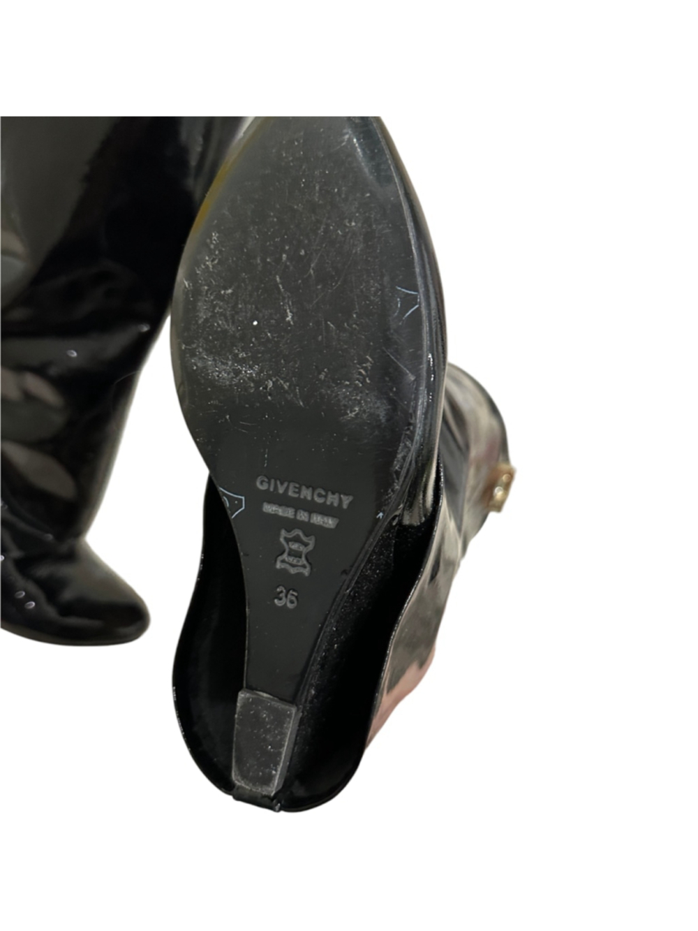 Women's Givenchy Black Patent Leather Shark Wedge Boots Size 36 - Picture 4 of 5